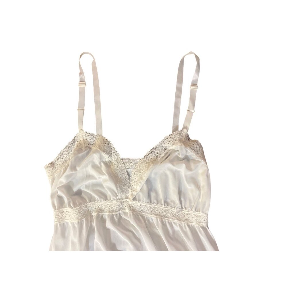 Vintage Mary Jane Full Slip Cream Nylon Lingerie 32 Used - Picture 5 of 10